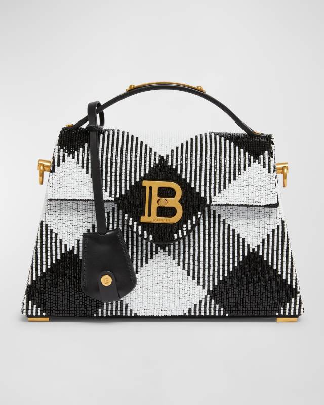 B-Buzz Dynasty Top-Handle Bag in Checkered Satin Silk